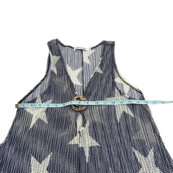 Paradise Blue & White Stars Slither Away Open Knit Swimsuit Beach Coverup, M/L - Picture 12 of 15